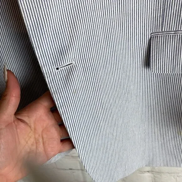 Adolfo Stripe Blue/White Men Blazer - Picture 13 of 14